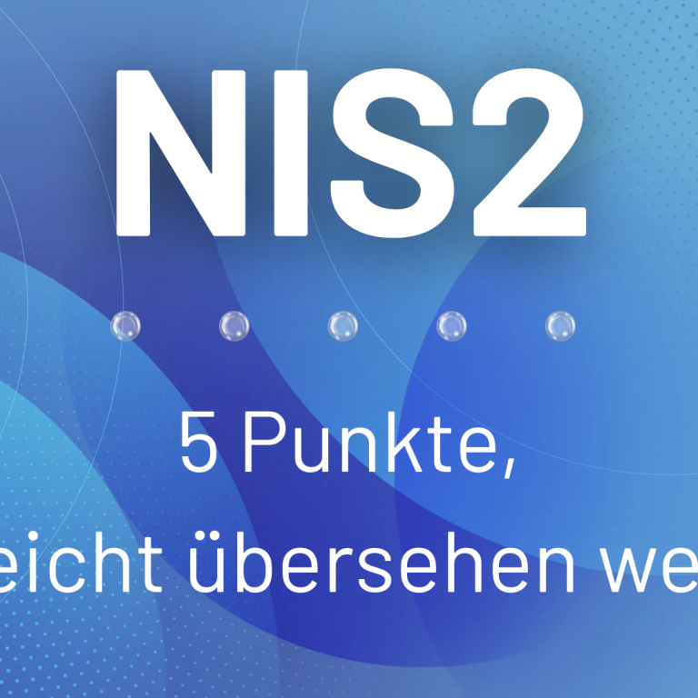 Titelgrafik zum Blogbeitrag über NIS2 mit dem Text ‚5 Punkte, die leicht übersehen werden‘ und fünf gläsernen Kugeln als visuelle Highlights.