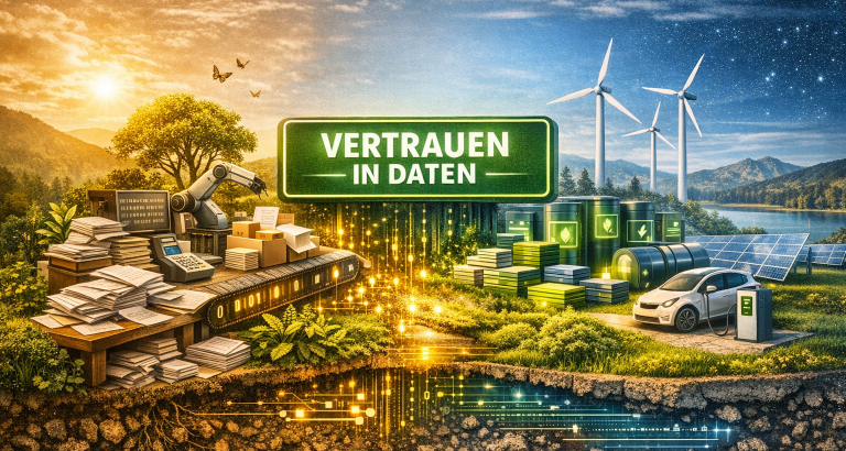 Visualisierung von ESG und nachhaltiger Digitalisierung: Daten bilden die Grundlage für erneuerbare Energie, effiziente Prozesse und nachhaltige Unternehmensentscheidungen.
